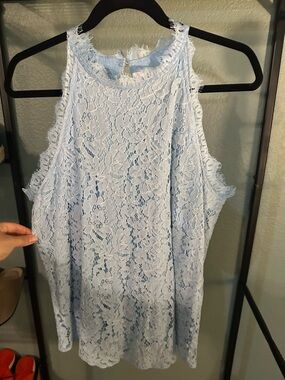 Alife Pale Blue Lace Sleeveless Top